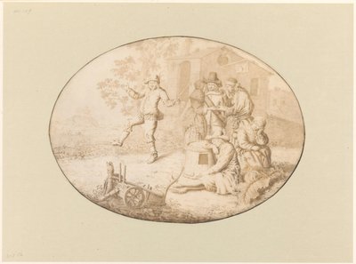 Elegant par på besök hos en grupp romer av Willem de Heer