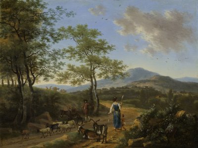 Italienskt landskap med herdar av Willem de Heusch