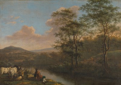 Italienskt landskap med vilande herdman av Willem de Heusch