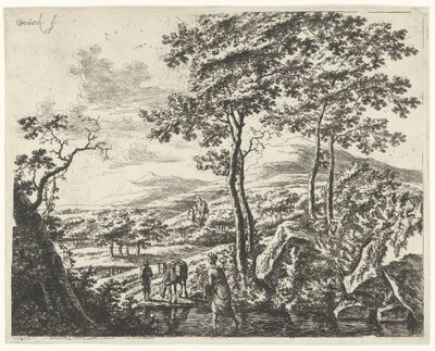Landskap med en Mule Driver Landskap med figurer (serietitel) av Willem de Heusch