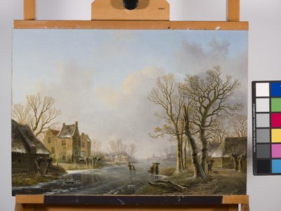 Skridskoåkare På En Frusen Flod, Dordrecht av Willem de Klerk
