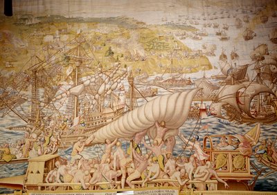 Erövring av Tunis av kejsar Karl V: Golettes säte 1535. Detalj av en gobeläng av Willem de Pannemaker (aktiv omkring 1535-1554) 1554 Alcazar de Seville av Willem de Pannemaker