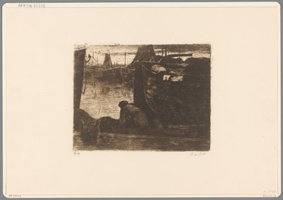 Man på kajen i en hamn På kajen (originaltitel) av Willem de Zwart (signed by artist)