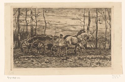 Vagn med spets dragen av två hästar Sträckt vagn med spets (originaltitel) av Willem de Zwart