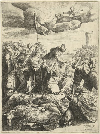 Saint Ursula belägrade av hunnerna av Willem van Haecht (II)