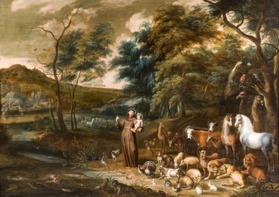 Sankt Franciskus med djuren (olja på koppar) av Willem van, I and Hondt, Lambert de, I Herp