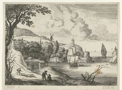 By vid en vik Italienska landskap (serietitel) av Willem van Nieulandt (II)