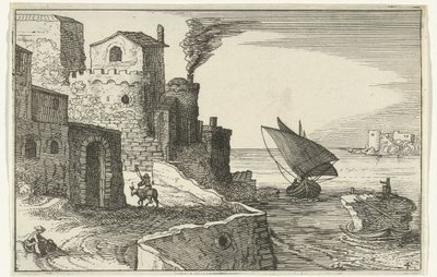 Kustby Romerska ruiner och kustlandskap (serie 1) (serietitel) av Willem van Nieulandt (II)