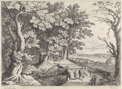 Landskap med Abraham och Isak Italienska landskap (serietitel) av Willem van Nieulandt (II)