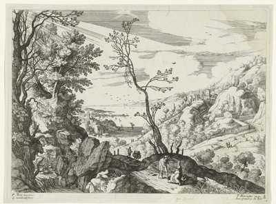 Landskap med Juda och Tamar Italienska landskap (serietitel) av Willem van Nieulandt (II)