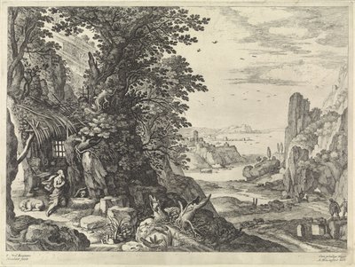 Landskap med Saint Jerome av Willem van Nieulandt (II)