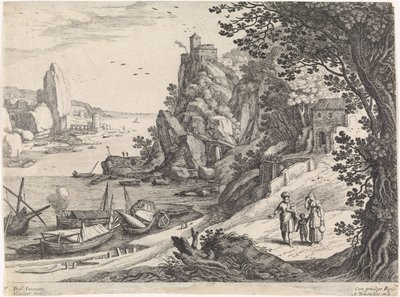 Landskap med utvisningen av Hagar och Ismael Italienska landskap (serietitel) av Willem van Nieulandt (II)