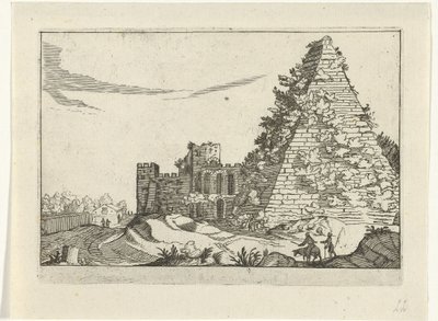 Piramide van Gaius Cestius Romerska ruiner (serie 2) (serietitel) av Willem van Nieulandt (II)