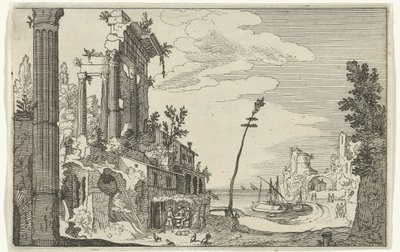 Romerska ruiner vid havet Romerska ruiner och kustlandskap (serie 1) (serietitel) av Willem van Nieulandt (II)