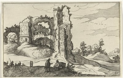Ruin med en grind Romerska ruiner och kustlandskap (serie 1) (serietitel) av Willem van Nieulandt (II)