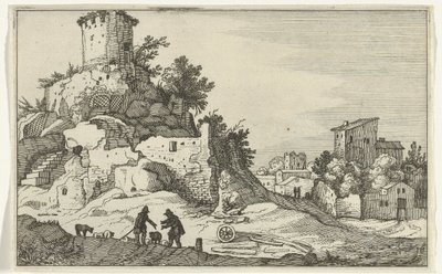 Ruin av ett torn Romerska ruiner och kustlandskap (serie 1) (serietitel) av Willem van Nieulandt (II)