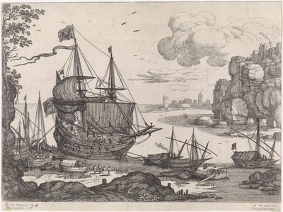 Skeppar i en hamn Italienska landskap (serietitel) av Willem van Nieulandt (II)