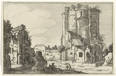 Två ruiner Romerska ruiner och kustlandskap (serie 1) (serietitel) av Willem van Nieulandt (II)