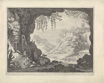Landskapsvy från grottan av Willem van Nieulandt (II)