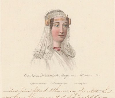 Huvudbonad av en flicka från Alkmaar, 1816 A North Holland girl from Alkmaar / Une Jeune d