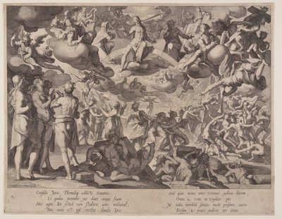 Den yttersta domen, plansch 13 från Rättvisans tron (Thronus Iustitiae) av Willem van Swanenburgh
