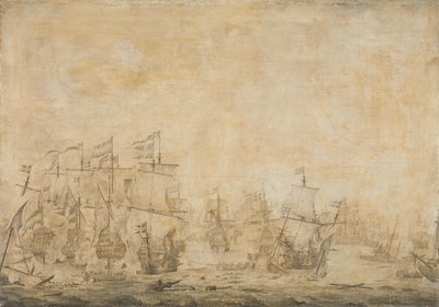 Slaget mellan den holländska och svenska flottan, i Öresund, 8 november 1658 av Willem van de Velde (I) (attributed to)