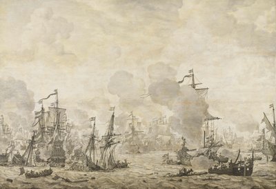 Avsnitt från slaget mellan den holländska och svenska flottan i Öresund, 8 november 1658 av Willem van de Velde (I)