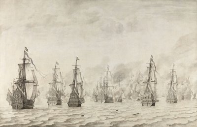 Slaget vid Dunkerque Sjöstriden mot spanjorerna nära Dunkerque, 18 februari 1639 av Willem van de Velde (I)