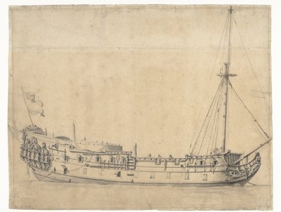 Den lojale George, uppvuxen efter fyradagarsslaget i juni 1666 av Willem van de Velde (II)
