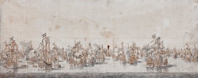 Slaget vid Fehmarn, ca 1650 (bläck och tvätt på papper) av Willem van de Velde