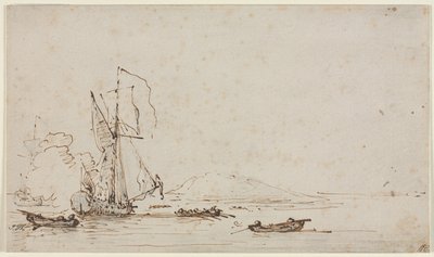 Yacht tar emot salut, ca. 1700. av Willem van de Velde