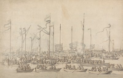 Firande på Themsen nära Whitehall av Willem van de Velde the Elder
