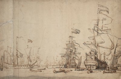 Ein Kriegsrat in der niederländischen Flotte? Mai 1665, ca. 1674 von Willem van de Velde the Younger