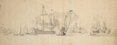 Ein Kriegsrat in der niederländischen Flotte, Mai 1665?, ca. 1665 von Willem van de Velde the Younger