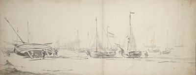 Pinks und Weyshuits an Land gezogen, ca. 1665 von Willem van de Velde the Younger