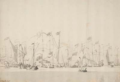 Flussfest auf der Y in Amsterdam zu Ehren des Prinzen von Oranien, 5./15. Juni 1660, ca. 1675 von Willem van de Velde the Younger