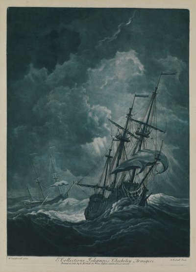 Ett fartyg i stormvind av Willem van de the Elder Velde