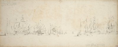 De Ruyter ansluter sig till Tromps flotta i Nordsjön, 8-18 augusti 1665 av Willem van de the Elder Velde