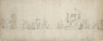 Nederländska flottan efter krigsrådet, 8-18 augusti 1665 av Willem van de the Elder Velde