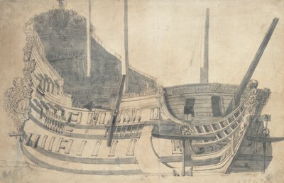 Porträtt av "Jaarsveld", ca 1665 (grafit, grå tvätt) av Willem van de the Elder Velde