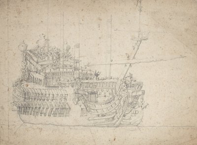 Porträtt av en fransk tvådäckare av Willem van de the Elder Velde