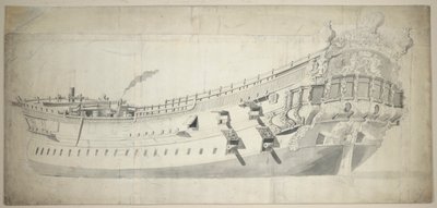 Porträtt av "Charles Galley", ca 1676 (grafit, grå tvätt) av Willem van de the Elder Velde