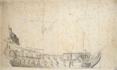 Porträtt av "Essex", ca 1660 (grafit, grå tvätt) av Willem van de the Elder Velde