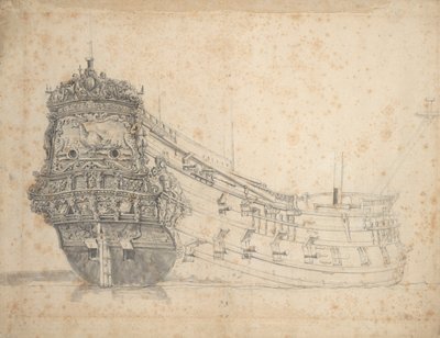 Porträtt av "Fazant", ca 1655 (grafit, grå tvätt) av Willem van de the Elder Velde