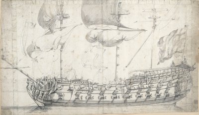 Porträtt av "Tigern" (1678), ca 1681 (grafit, grå lav) av Willem van de the Elder Velde
