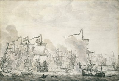 Slaget vid Öresund, 29 oktober - 8 november 1658, ca 1660 (oljemålning) av Willem van de the Elder Velde