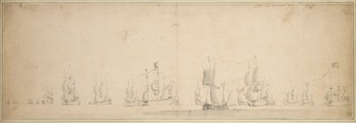 Den nederländska flottan före slaget vid Lowestoft, maj-juni 1665 av Willem van de the Elder Velde