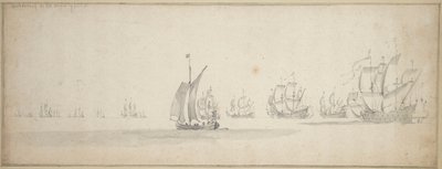Den holländska flottan på väg mot den skotska kusten av Willem van de the Elder Velde