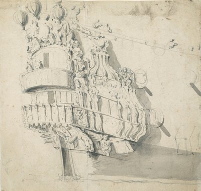 Aktern på "Hampton Court", ca 1685 (grafit, grå tvätt) av Willem van de the Elder Velde