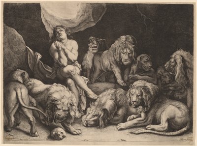 Daniel i Lejonhålan av Willem van der Leeuw after Sir Peter Paul Rubens